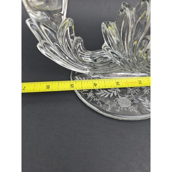 VTG Fostoria Crystal Etched Glass Meadow Rose Baroque Candelabra Candle Holder - Picture 6 of 8